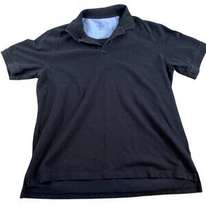 Lands End Mens Polo Shirt XL 46-48 Traditional Fit Black 100% Cotton Casual